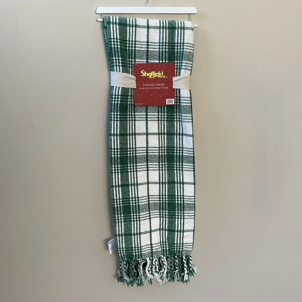 Sheffield Home Plaid Chenille Throw Blanket, Sz 50” x 70”